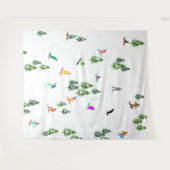 フリーリドスノーボーダースノーボードイラストレーション タペストリー (正面(横))