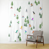 フリーリドスノーボーダースノーボードイラストレーション タペストリー (インサイチュ)