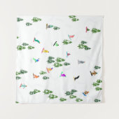 フリーリドスノーボーダースノーボードイラストレーション タペストリー (正面(横))