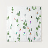 フリーリドスノーボーダースノーボードイラストレーション タペストリー (正面)