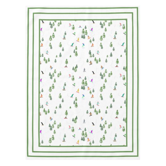 フリーリドスノーボーダースノーボードイラストレーション テーブルクロス (正面)