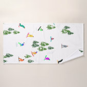 フリーリドスノーボーダースノーボードイラストレーション バスタオル (バスタオル)