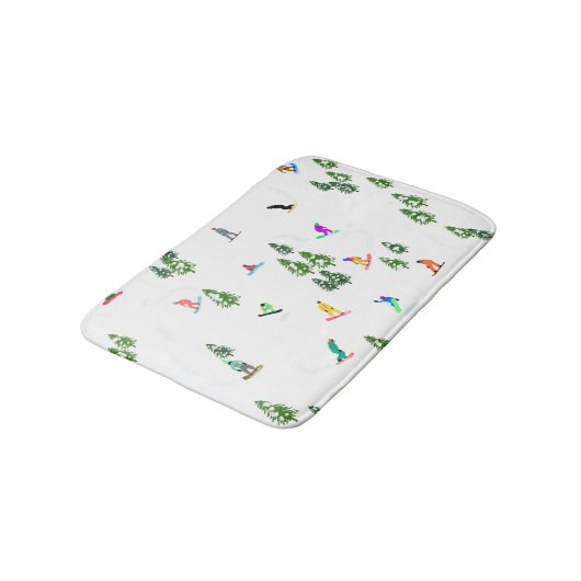 フリーリドスノーボーダースノーボードイラストレーション バスマット (アングル)