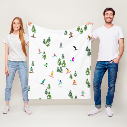 フリーリドスノーボーダースノーボードイラストレーション フリースブランケット (インサイチュ)