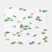 フリーリドスノーボーダースノーボードイラストレーション フリースブランケット (正面(横))