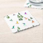 フリーリドスノーボーダースノーボードイラストレーション ペーパーコースター (アングル)