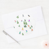 フリーリドスノーボーダースノーボードイラストレーション ラウンドシール (封筒)