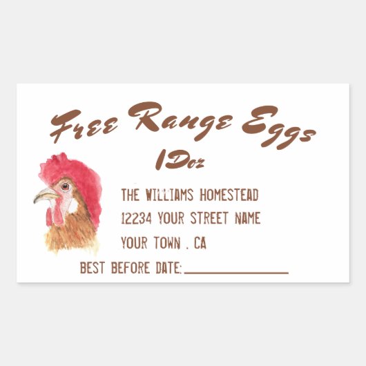 フリーレンジエッグウォーターカラーエッグカートン 長方形シール (正面)