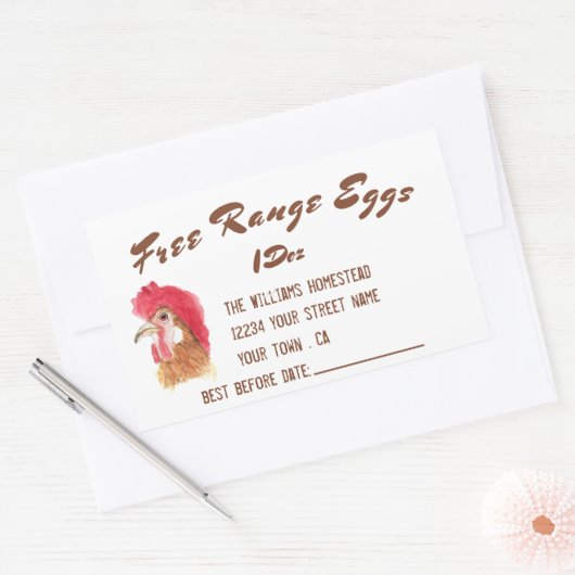 フリーレンジエッグウォーターカラーエッグカートン 長方形シール (封筒)