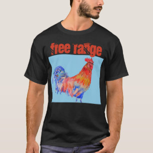 フリーレンジチキン水色の鶏のコケレル Tシャツ