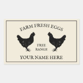フリーレンジファーム新鮮な卵の素朴なチキンスケッチ 長方形シール (正面)