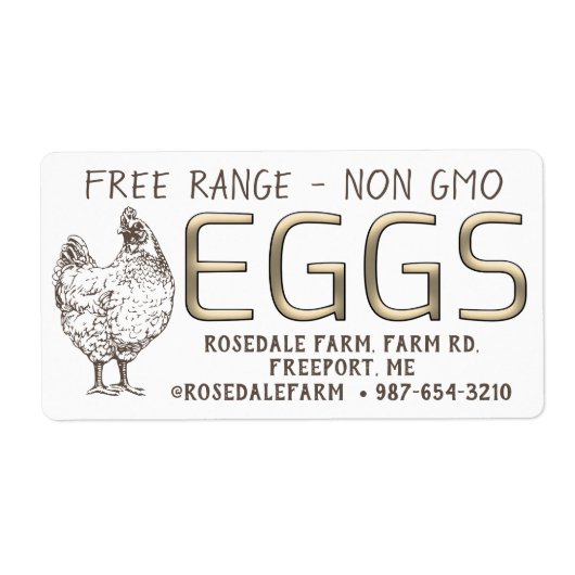 フリーレンジ非GMO卵カートンラベル金ゴールドエンボス ラベル (正面)