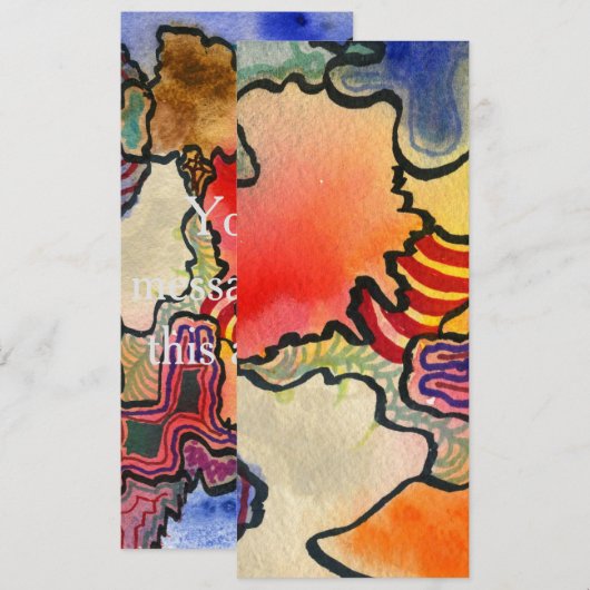 フリー型枠カッコいい抽象芸術&ホットカラーセルアート 招待状 (正面/裏面)