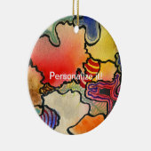 フリー型枠抽象芸術列と暖色系カラーセルアート セラミックオーナメント (右)