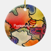 フリー型枠抽象芸術列と暖色系カラーセルアート セラミックオーナメント (裏面)