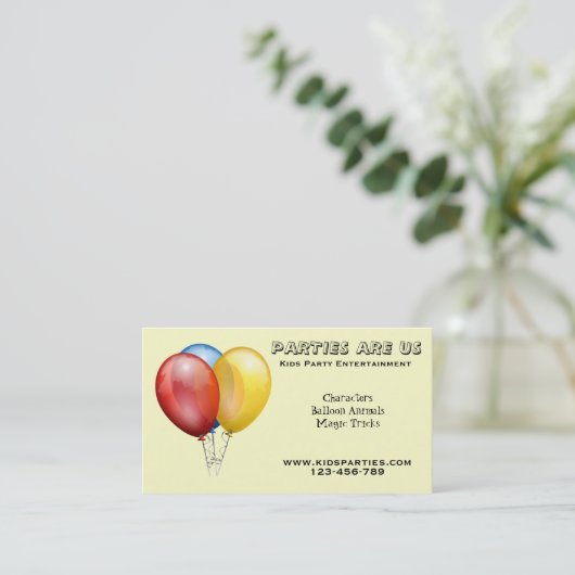フリー子供のパーティーのプランナーのエンターテイメント 名刺 (スタンド正面)
