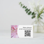 フリー日本の翻訳者ピンクさくらんぼブロッサム 名刺 (スタンド正面)