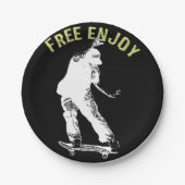 フリー楽しむレトロアーバンスケートボード ペーパープレート (正面)