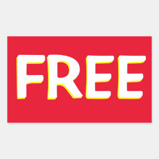 フリー赤黄色と白 長方形シール