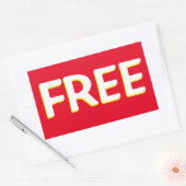 フリー赤黄色と白 長方形シール (封筒)