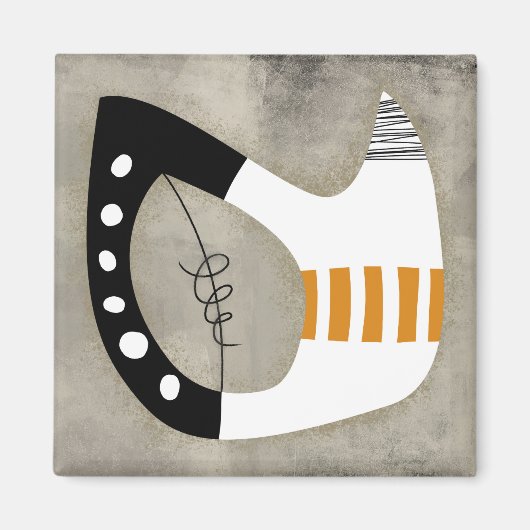 フリー – オレンジ色白黒冷凍機磁石 マグネット (正面)