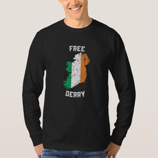 フリー デリー アイルランド 地図 Tシャツ (正面)