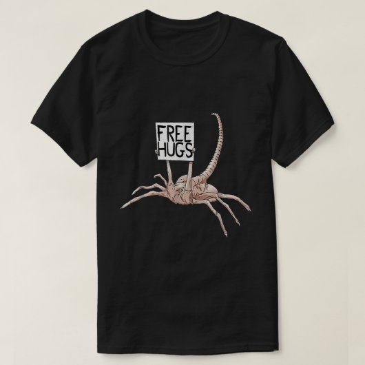 フリー・ハグをする怖いエイリアン・ミームデザイン Tシャツ (デザイン正面)