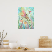 フリー・フェアリーとバタフライのアートワークby Molly Harrison ポスター (キッチン)