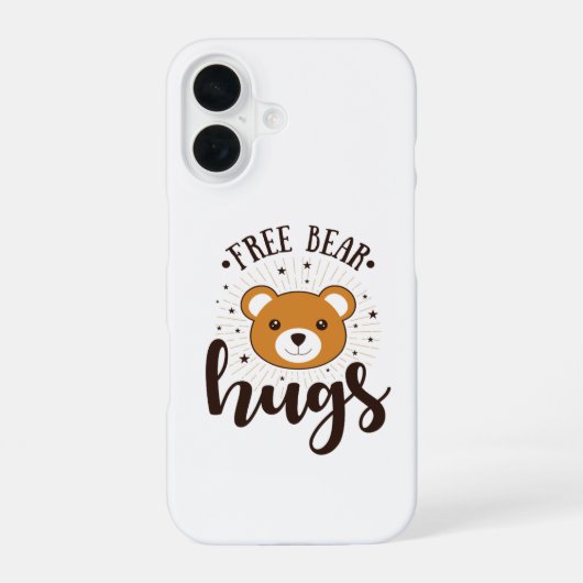 フリー・ベア・ハグス かわいいテディベア スマホケース iPhone 16ケース (裏面)