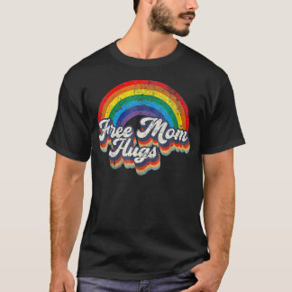 フリー・マム・ハグス 虹色ハート LGBT フラッグ LGBTプライド Tシャツ
