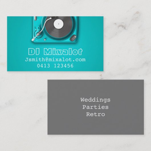 フリーDJディスクジョッキーパーティーレトロ音楽 名刺 (正面/裏面)