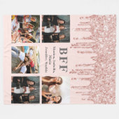 フリ最高のーズバラ金ゴールドグリッター赤面写真コラージュ フリースブランケット (正面(横))