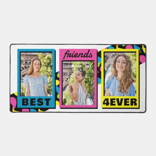 フリ最高のーズフォーエバー3写真レトロなネオンカラー デスクマット (正面)