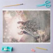 フリ最高のーズポートレートエレガントフローラバード 薄葉紙 (クラフト)