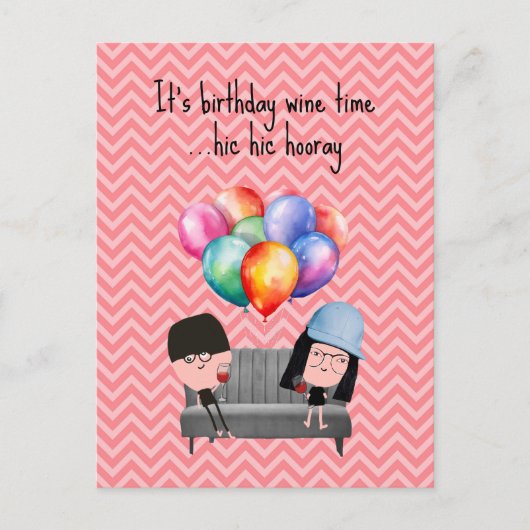フリ最高のーズ&ワイン誕生日 ポストカード (正面)