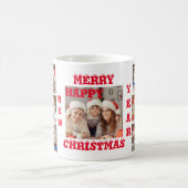 フルおもしろいフォトコラージメリークリスマスホワイト コーヒーマグカップ (中央)