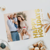 フルはっきりしたモダンフォトハッピー金ゴールド 箔シーズンカード