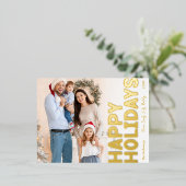 フルはっきりしたモダンフォトハッピー金ゴールド 箔シーズンポストカード (立ち正面)