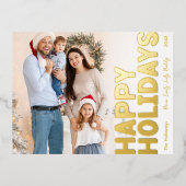 フルはっきりしたモダンフォトハッピー金ゴールド 箔シーズンポストカード (正面)