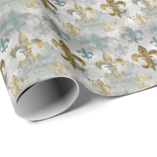 フルアデリス |ソフトブルー&金ゴールド ラッピングペーパー (ロールコーナー)