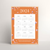 フルイヤー12ヶ月フラワー花びらテラコッタ ポスター