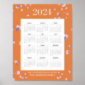 フルイヤー12ヶ月フラワー花びらテラコッタ ポスター (正面)