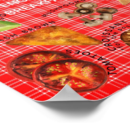 フルイングリッシュブレックファーストカフェフード ポスター (角)