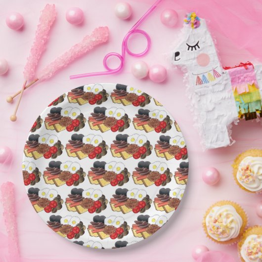 フルイングリッシュブレックファーストUKブリティッシュダイニングルームパブ ペーパープレート (パーティー)