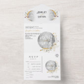 フルエレガントムーンワイルドフラワー金ゴールド水彩 オールインワン招待状 (内側)