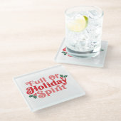 フルオブホリデースピリット – フェスティバルタイポグラフィ ガラスコースター (アングル)