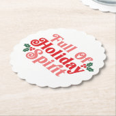 フルオブホリデースピリット – フェスティバルタイポグラフィ ペーパーコースター (アングル)