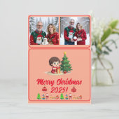 フルカスタマイズ可能な2枚の写真の伝統的なクリスマスカード (スタンド正面)