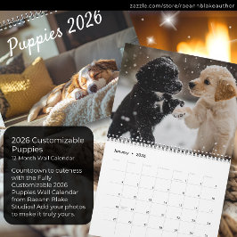 フルカスタマイズ可能 2026年 子犬 壁掛けカレンダー カレンダー