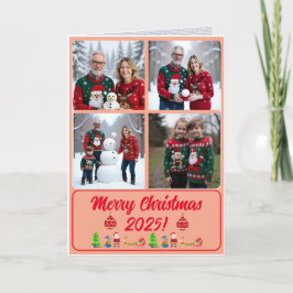 フルカスタム4枚写真トラディショナル折りたたみクリスマスカード サンキューカード